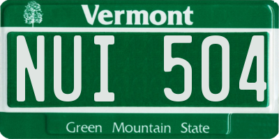 VT license plate NUI504