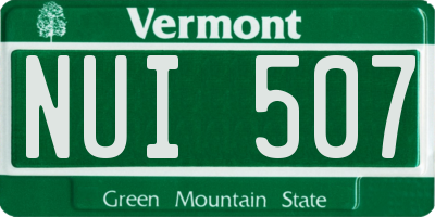 VT license plate NUI507