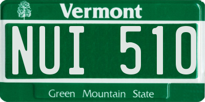 VT license plate NUI510