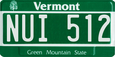 VT license plate NUI512