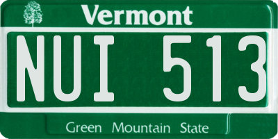 VT license plate NUI513