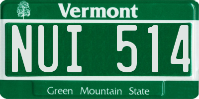 VT license plate NUI514