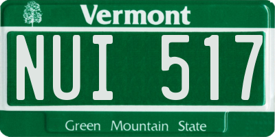 VT license plate NUI517