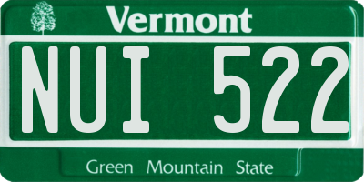 VT license plate NUI522