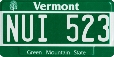 VT license plate NUI523