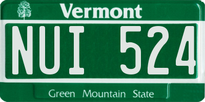 VT license plate NUI524
