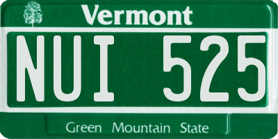 VT license plate NUI525