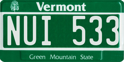 VT license plate NUI533