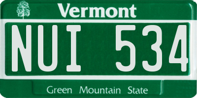 VT license plate NUI534
