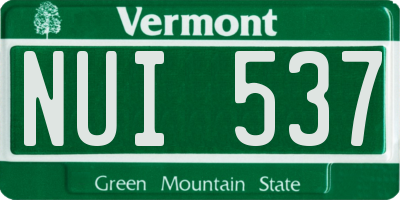 VT license plate NUI537