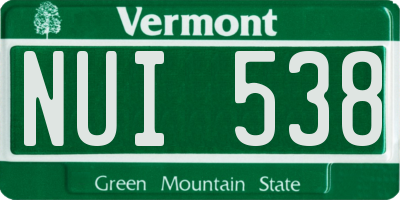 VT license plate NUI538