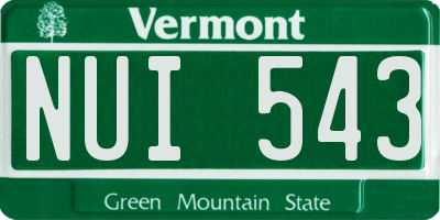 VT license plate NUI543