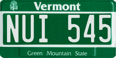 VT license plate NUI545