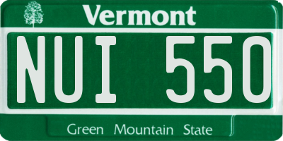 VT license plate NUI550