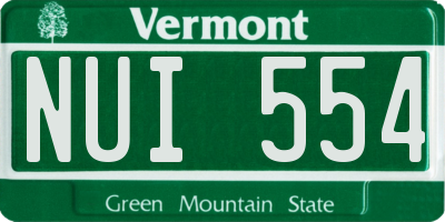 VT license plate NUI554