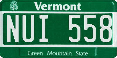 VT license plate NUI558