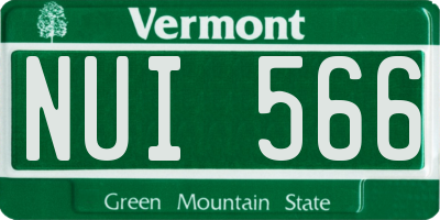VT license plate NUI566