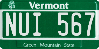 VT license plate NUI567