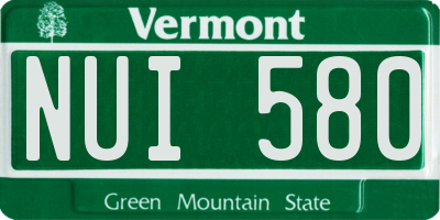 VT license plate NUI580