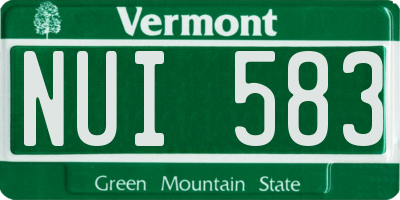 VT license plate NUI583