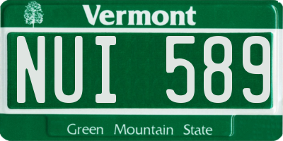 VT license plate NUI589