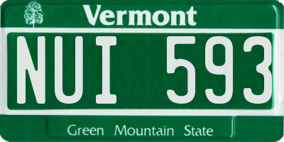 VT license plate NUI593