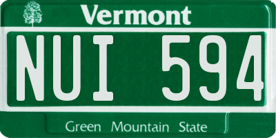 VT license plate NUI594