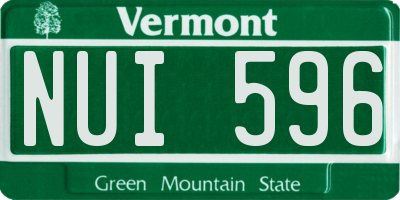 VT license plate NUI596