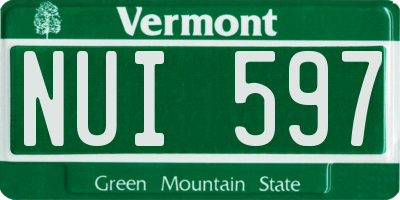 VT license plate NUI597