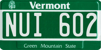 VT license plate NUI602