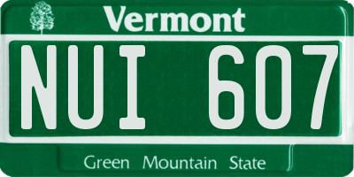 VT license plate NUI607