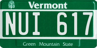 VT license plate NUI617