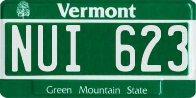 VT license plate NUI623