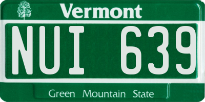 VT license plate NUI639