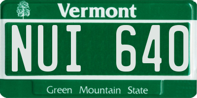 VT license plate NUI640