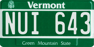VT license plate NUI643