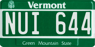 VT license plate NUI644