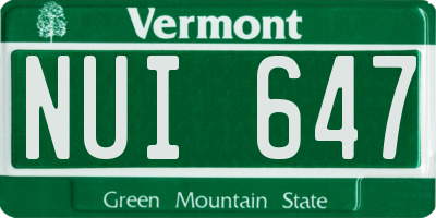 VT license plate NUI647