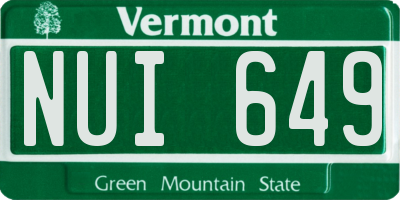 VT license plate NUI649