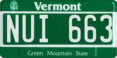 VT license plate NUI663