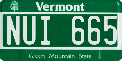 VT license plate NUI665