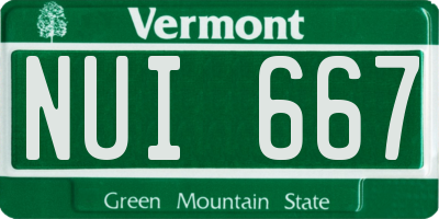 VT license plate NUI667