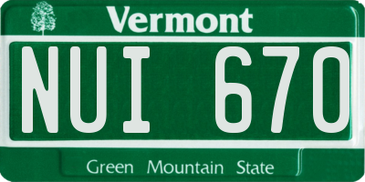VT license plate NUI670
