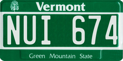 VT license plate NUI674