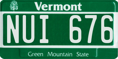 VT license plate NUI676