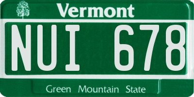 VT license plate NUI678