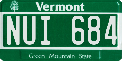 VT license plate NUI684