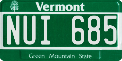 VT license plate NUI685