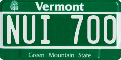 VT license plate NUI700