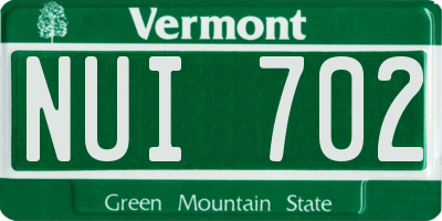 VT license plate NUI702